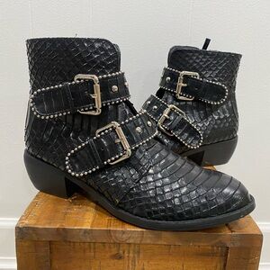 Black Studded Western Ankle Boots